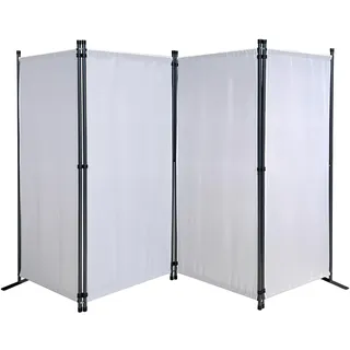 QUICK STAR Paravent 4 Teilig 165 x 220 cm Weiß - Garten & Balkon Sichtschutz Stellwand Innen & Außen - Raumteiler Trennwand Faltbar Blickdicht & Wetterfest
