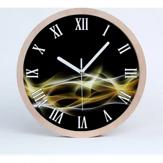 Holzuhr 20fi cm wanduhr - weiße Spitzen - abstraktes Licht - Gelb