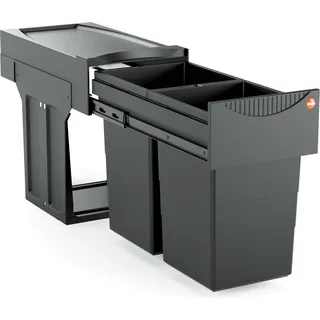 HAILO 3666851 AS Tandem 15/15 Black Edition Abfallsorter mit 30 (2x15) Liter Abfallvolumen ab 30 cm Schrankbreite - Schwarz