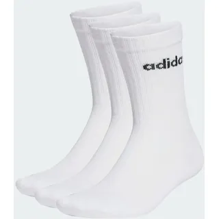 adidas Unisex Kinder Linear Crew Cushioned Socks 3 Pairs, White / Black, 5-6 Years