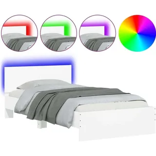 vidaXL Bettgestell mit Kopfteil und LED-Leuchten Weiß 100x200 cm - Weiß