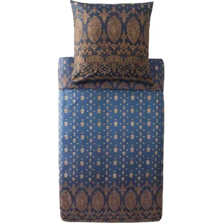 Bassetti Satin-Bettwäsche-Garnitur GOLD DECOR Farbe BLU B1 Größe 135x200+80x80 - Blau