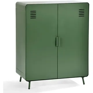 MEUBLE Cosy Sideboard Buffets Küchenschrank Kommode mit 3 Türen Magnet und Regal Ablage aus Metall fürs Küchen Wohnzimmer Schlafzimmer Arbeitszimmer, Industrial Style, Grün, 80x40x102cm