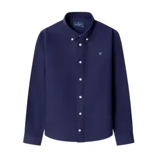 Hackett London für Jungen. HK3000023 Essentielles marineblaues Hemd (7Años= 122cm), Lässig, Baumwolle, Klassisch, Langarm, Kinderbekleidung