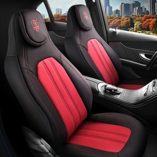 Sitzbezüge passend für VW Amarok in Schwarz Rot Pilot 7.12