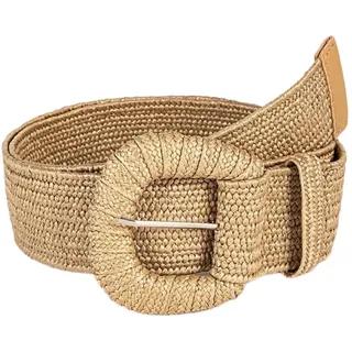 Aniyan Damen Gürtel Geflochten Elastisch – Breiter Taillengürtel aus PP Stroh, Boho Stretchgürtel für Kleider & Jeans, Sommer,(Kaffee)