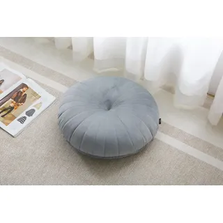 MolynnChic Bodenkissen & Meditationskissen rund, großes Dickes Sitzkissen für Erwachsene, Samt Yoga Bodenkissen 45,7 cm (Grau)