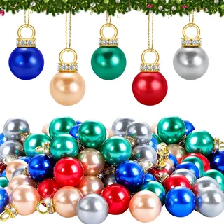 Mini Weihnachtskugeln 160 Stück Weihnachtskugeln Bunt Gemischt 1.6cm Ø Mini-Weihnachtskugel Bunt Kunststoff für Weihnachtsdeko, Party, Innenbereich