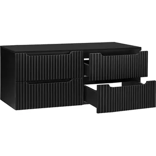 Doppelwaschtisch-Unterschrank 160cm, in schwarz, NEWPORT-56-BLACK - Schwarz