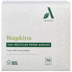 Amazon Aware 2-lagige Papierservietten aus 100 % Recyclingpapier, 38 x 38cm, insgesamt 70 Stück, 1er-Pack, Braun