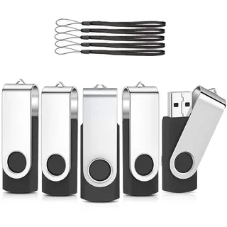 USB Sticks 32GB 5 Stück, AreTop Speicherstick Rotate Metall Mehrfarbig High Speed USB 2.0 Flash Drive Pack (Schwarz)