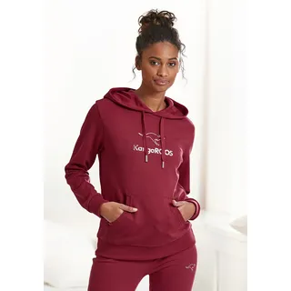 Hoodie KANGAROOS, Damen, Gr. 36/38, rot, Interlock, Obermaterial: 60% Baumwolle, 40% Polyester, unifarben, Basic, bequem hüftlang, Rippbündchen, Sweatshirts Hoodie, mit Kängurutasche, Loungewear, Topseller