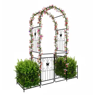 Relaxdays Rosenbogen 220 x 202 x 50 cm Schwarz