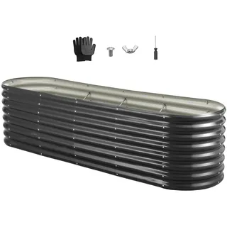 Vevor Hochbeet aus Metall 240 x 60 x 56 cm Dunkelgrau