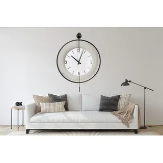 Opviq, Mclock-00108, Dekorative Metall-Wanduhr, Schwarz, 100 % METALL, 58 x 7 x 80 cm - Schwarz