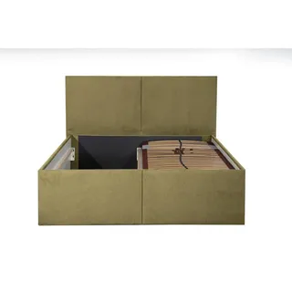 Halmon Schlafkomfort Betten Polsterbett Milano Currygelb 160 x 200 x 32 cm Bettkasten Mit hochwertiger Matratze H3 (bis 120 kg) und Lattenrost , Holz , Höhe ca. 22 cm , 160x200 cm , Schlafzimmer, Betten, Polsterbetten