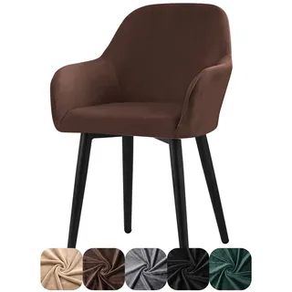 Alishomtll Stretch Samt Stuhlhussen 1er Set Universal Sesselbezug Stuhlbezug mit Armlehnen Abnehmbare Waschbar Esszimmerstühle Bezug für Küche Esszimmer Bankett Hochzeit Party (Braun, 1 Stück, Large)