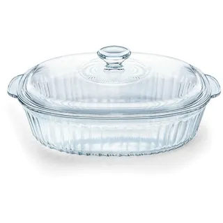 Luvan 2,8L/3Qt Glas Auflaufform mit Deckel und Griff, Klare Bleifreie Glas Backform, Ofen und Mikrowellensicher, Geeignet zum Marinieren, Backen, Kochen