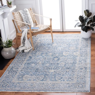 SAFAVIEH Traditionell Teppich für Wohnzimmer, Esszimmer, Schlafzimmer - Dream Collection, Kurzer Flor, Grau und Türkis, 91 X 152 cm