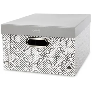 IDENA Aufbewahrungskorb mit Deckel und Metallgriffen 37,5 x 28 x 18 cm grau