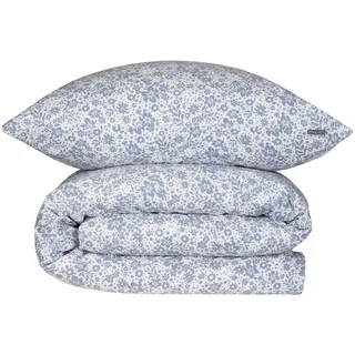SCHIESSER Flower Floral Baumwolle Hellblau 135 x 200 cm + 80 x 80 cm