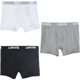 Boxershorts LEVI'S KIDS "BOXER BRIEF", Jungen, Gr. M (140/152), 3 Stk., schwarz-weiß (schwarz, grau, meliert, weiß), Obermaterial: 95% Baumwolle, 5% Elasthan, eng, Unterhosen Boxershorts, for BOYS