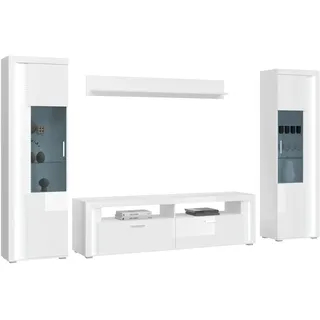 Home Affaire "Viborg, 4-teiliges Set, inkl. vertikaler Frontbeleuchtung, best. aus:", 4 Stk. tlg., weiß nb, weiß hochglanz),