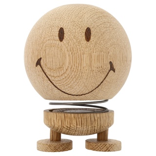 Hoptimist Smiley Wackelfigur aus Holz, Deko Skandinavisch, Deko Wohnzimmer, Schreibtisch Deko, Büro Gadgets, Tolle Kleine Geschenke, 7,4 x 8,3 x 9,5 cm, Medum, Raw Oak