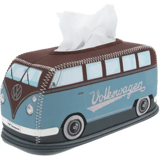 BRISA VW Collection - Volkswagen Neopren Kosmetik-Servietten-Spender-Papier-Taschentuch-Tissue-Box fürs Bad im T1 Bulli Bus Design (Petrol/Braun)