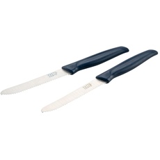 Tasty Premium Messer-Set (2 Stück) – Ideal für Küche & Frühstück, müheloses Schneiden, Sägeschliff – Blau/Silber, 21x2cm