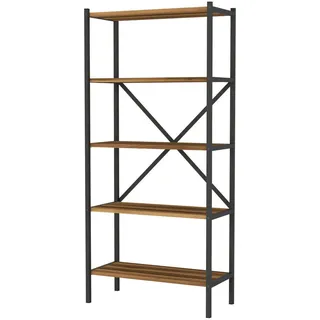 [en.casa] Küchenregal 160 x 66 x 34 cm Walnuss/Anthrazit