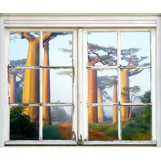 queence Wandsticker »Bäume« Wandsticker, Wandbild, selbstklebend, 3D, Fenster, beige