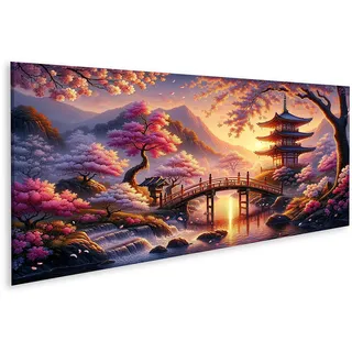 islandburner Bild auf Leinwand Gelassenes Japan Kirschblüten in Blüte magische Saison Bilder Wandbilder Poster