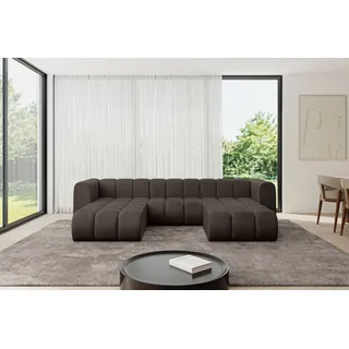 altdecor Eckcouch Samt 4-Sitzer Braun