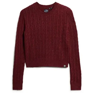 Superdry Fitted Cable Pullover - Claret Red - XL