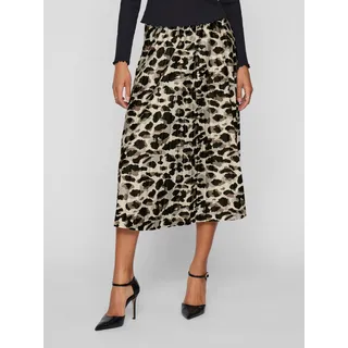 VILA Plisseerock "VINITBAN PRINT SKIRT - NOOS", Damen, Gr. XS (34), beige (birch aop:astrid), Web, Obermaterial: 96% Polyester, 4% Elasthan, bedruckt, regular fit wadenlang, Röcke