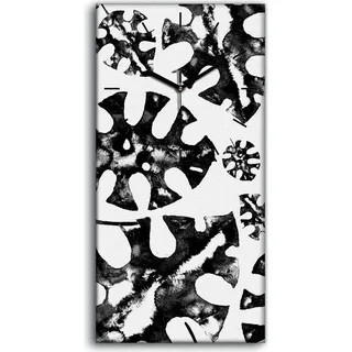 Wanduhr Leinwand Bild Uhr Geräuschlos 30x60 Schwarz-Weiß Tropischer Dschungel - schwarze Hände - Schwarz