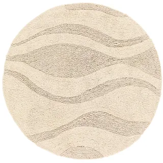 RugVista Breeze Badematte, Rund, Ø 90 cm, Cremeweiß Beige | Moderne, Niedriger Stapel, Maschinenwäsche, Oeko-Tex 100, Rutschfest, Badezimmer