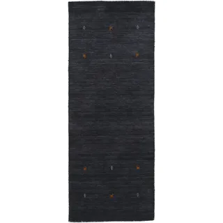 carpetfine Gabbeh Uni Wollteppich 60 x 180 cm Schwarz
