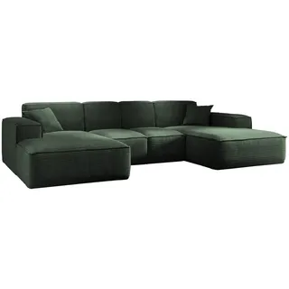 kaiser möbel Ecksofa, Eckcouch U form, Wohnzimmer Couch Large 342cm SIENA stoff Poso Grün - Grün