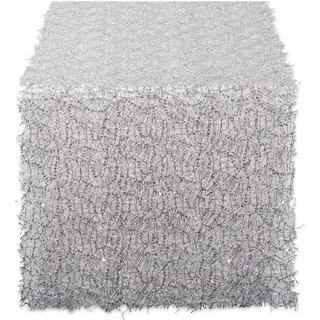 DII Roll Tischläufer aus Netzstoff mit Pailletten, Silber