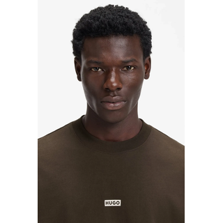 T-Shirt HUGO "Nalono", Herren, Gr. M, schwarz braun208, Single Jersey, Obermaterial: 100% Baumwolle, Rundhals, eingesetzt normaler Saum, Shirts T-Shirt, mit Logodruck, Oversized Look mit Backprint
