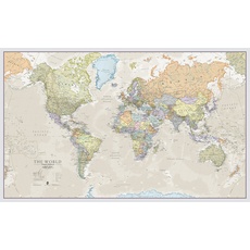Maps International Groß Weltkarte Poster - Klassisches Weltkartenposter - Laminiert - 201 x 116,5 cm - Klassische Farben