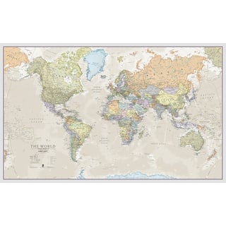 Maps International Groß Weltkarte Poster - Klassisches Weltkartenposter - Laminiert - 201 x 116,5 cm - Klassische Farben