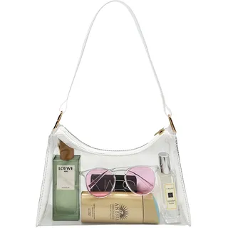 Lackycc Transparente Tasche für Stadionveranstaltungen, Damengeldbörse, Handtaschen, kleine Geldbörse, Umhängetasche, Umhängetasche, A-klar-weiß, Einheitsgröße