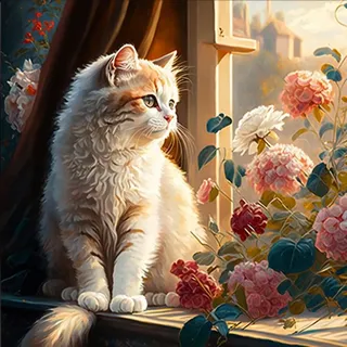 Maysurban Malen nach Zahlen Erwachsene Anfänger,DIY Handgemalt Ölgemälde Kits Auf Leinwand,Katzen und Blumen 45 X 45 cm ohne Rahmen