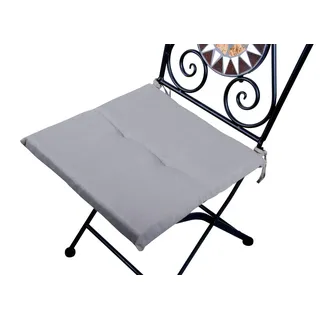 VERDELOOK Quadratisches schmutzabweisendes Stuhlkissen, mit Bändern für bequemes Sitzen, grau