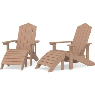 vidaXL Adirondack-Gartenstühle 2 Stk. mit Hockern HDPE Braun - Braun