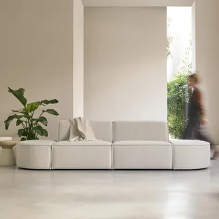 Dario - Modulsofa aus beigefarbenem Stoff, 2-Sitzer