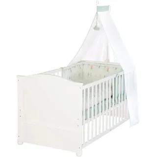 roba Babybett 70 x 140 cm Woodland Buddies - Umbaubares Kinderbett mit Zubehör - weiß
